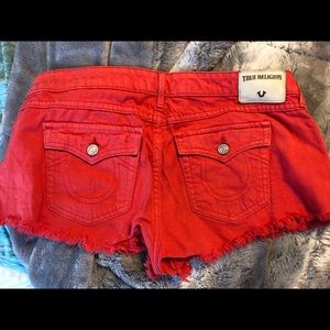 True Religion red booty shorts